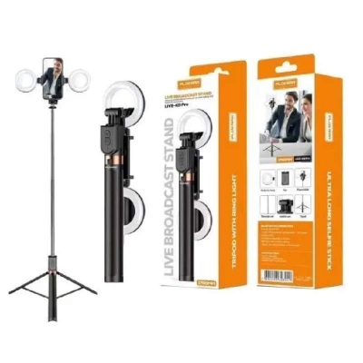 Picture of PLOKAMA LIVE-K9 Pro Ultra Long Selfie Stick with Ring Light (1700mm)।-Black