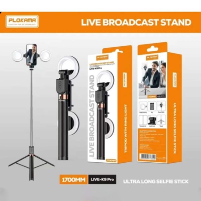 Picture of Plokama K9 Pro Double LED Selfie Stick Tripod-Black