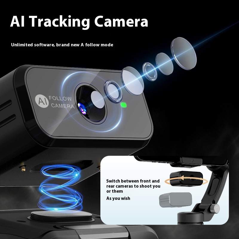 Picture of M03 AI Face Recognition Handheld Mobile Phone Stabilizer with Fill Light Collar Clip Three-Axis Anti-Shake Gimbal for Shooting-Black