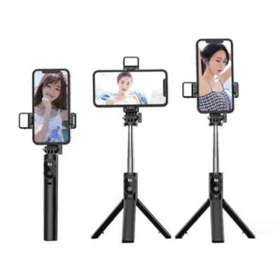 Picture of P20S Foldable Mini Tripod With Fill Light And Bluetooth Remote – Black-Black