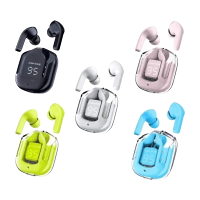 Picture of Ultrapods Max Wireless Earbuds 5.3 Transparent LED Power Display-Multicolor