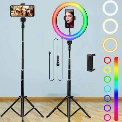 Picture of 10 inch RGB LED Soft Ring Light with Tripod Stand for Photography Makeup YouTube Video Shooting Selfie-RGB 10