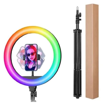 Picture of 10 inch RGB LED Soft Ring Light with Tripod Stand for Photography Makeup YouTube Video Shooting Selfie-RGB 10