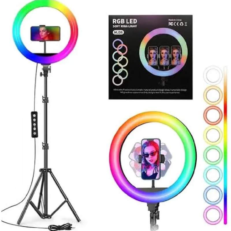 Picture of 10 inch RGB LED Soft Ring Light with Tripod Stand for Photography Makeup YouTube Video Shooting Selfie-RGB 10