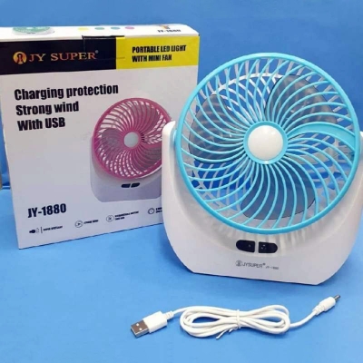 Picture of Jy super 1880 fan lithium rechargeable mini table fan with LED light