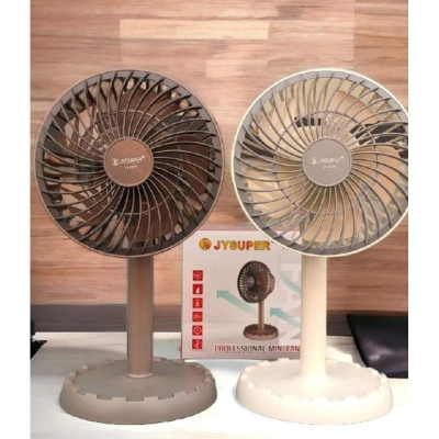 Picture of JY SUPER  2218 professional rechargeable portable mini table fan strong wind left to right oscillating angle 45 degrees AC/ DC-Multicolor