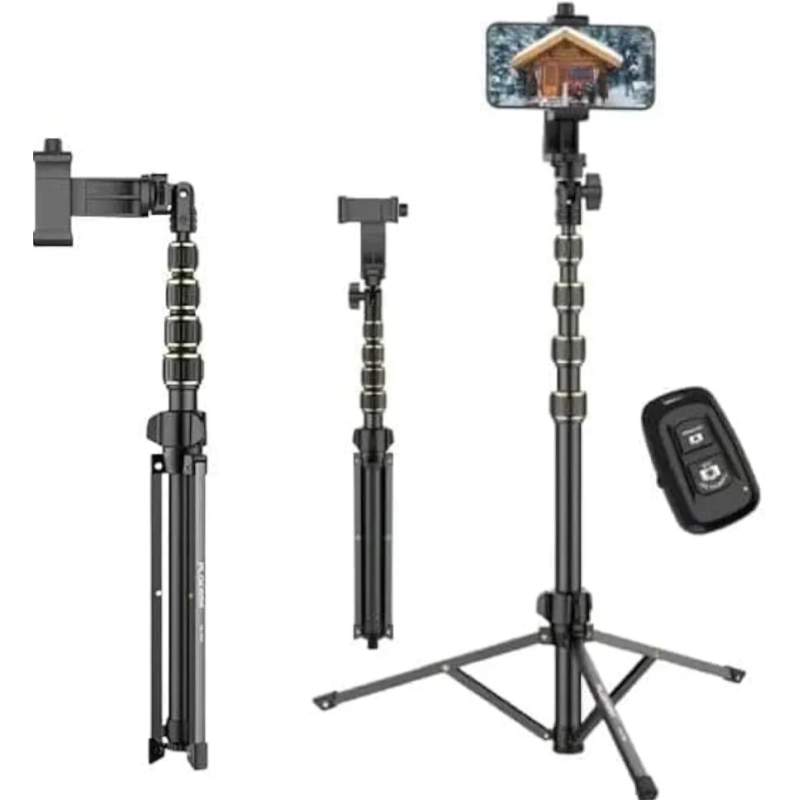 Picture of Plokama PK-998 Photograph Tripod & Selfie Stick Multiple Device Usage Height Adjut Stable and Linshakable with Remote (200CM)-Black