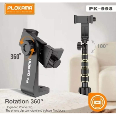 Picture of Plokama PK-998 Photograph Tripod & Selfie Stick Multiple Device Usage Height Adjut Stable and Linshakable with Remote (200CM)-Black