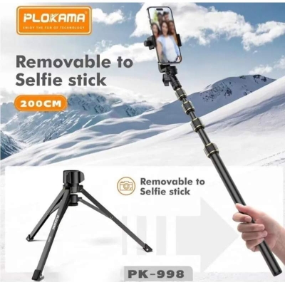 Picture of Plokama PK-998 Photograph Tripod & Selfie Stick Multiple Device Usage Height Adjut Stable and Linshakable with Remote (200CM)-Black