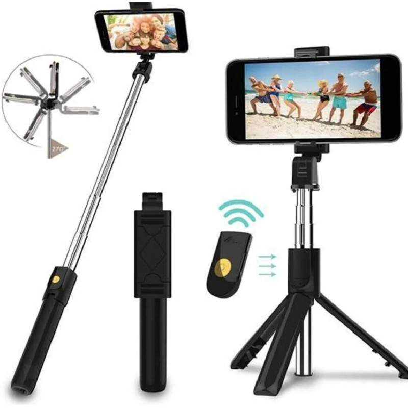 Picture of Q07 Selfie Stick Tripod with Bluetooth Remote- Most longest Tripod selife stick-Black