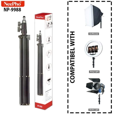 Picture of NeePho NP-9988 9ft Heavy Duty Light Stand Tripod for Ring Light, Softbox & Studio Light – Adjustable & Durable-Black