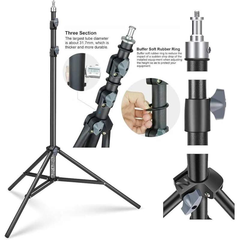 Picture of NeePho NP-9988 9ft Heavy Duty Light Stand Tripod for Ring Light, Softbox & Studio Light – Adjustable & Durable-Black