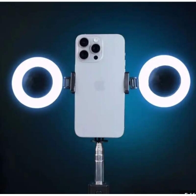 Picture of Plokama K9Pro Duel ring light Meter Long Selfie Stick with Remote Control Foldable Feature for Selfiestick Tongsis-Black