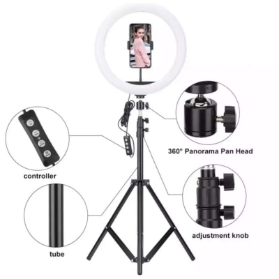 Picture of 12 Inch LED Ring Light with Adjustable Stand & Phone Holder for Live Streaming, Video Recording, Photography, and Makeup Tutorials