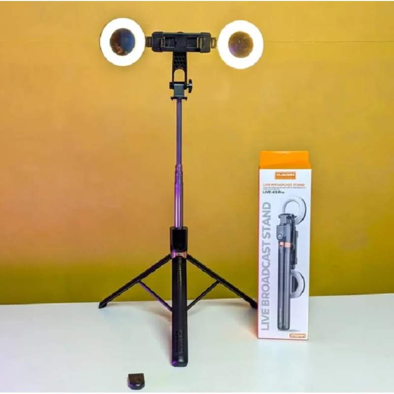 Picture of Plokama K9pro Duel Light Selfie stick Tripod- 5 feet 7 inch height-Black