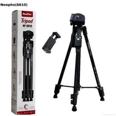 Picture of NEEPHOO 8810 Aluminum Alloy Tripod for Mobile and Camera Stand with Non-silp Rubber Feet 3-section Center Column - Black-Black