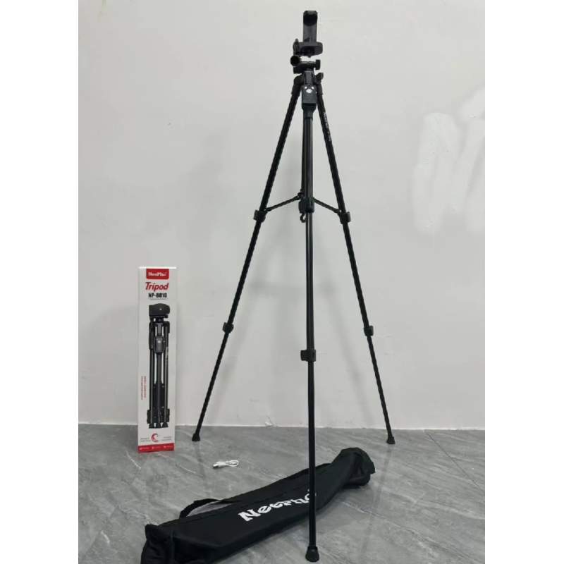 Picture of NEEPHOO 8810 Aluminum Alloy Tripod for Mobile and Camera Stand with Non-silp Rubber Feet 3-section Center Column - Black-Black