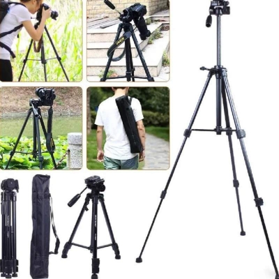 Picture of NEEPHOO 8810 Aluminum Alloy Tripod for Mobile and Camera Stand with Non-silp Rubber Feet 3-section Center Column - Black-Black