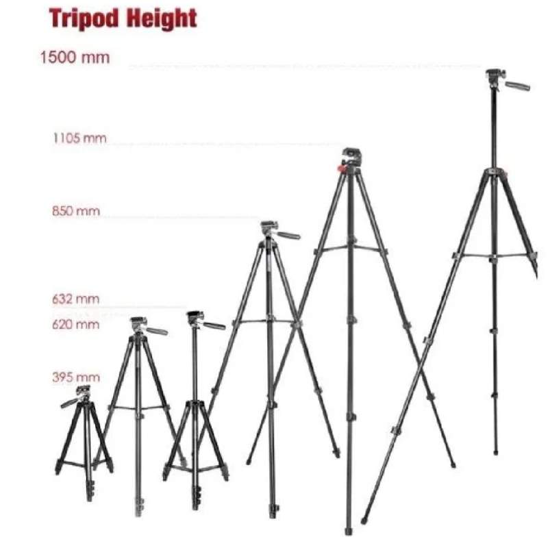 Picture of NEEPHOO 8810 Aluminum Alloy Tripod for Mobile and Camera Stand with Non-silp Rubber Feet 3-section Center Column - Black-Black