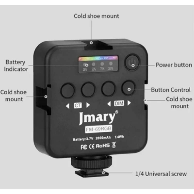 Picture of JMARY FM-69RGB Portable RGB Mini Video Light Camera Light Photography Lighting Lamp-Black