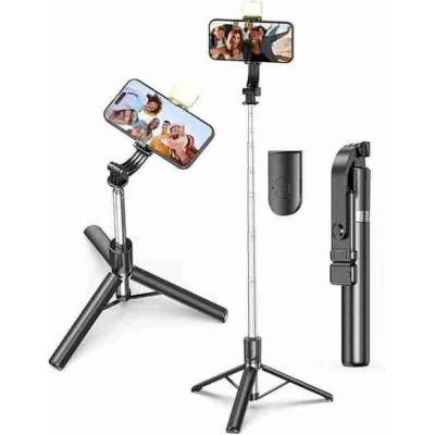 Picture of 5 feet 7 Inches R1S-L Selfie Stick Tiktok Live Integrated Telescopic Portable Camera Stand Tripod-Black