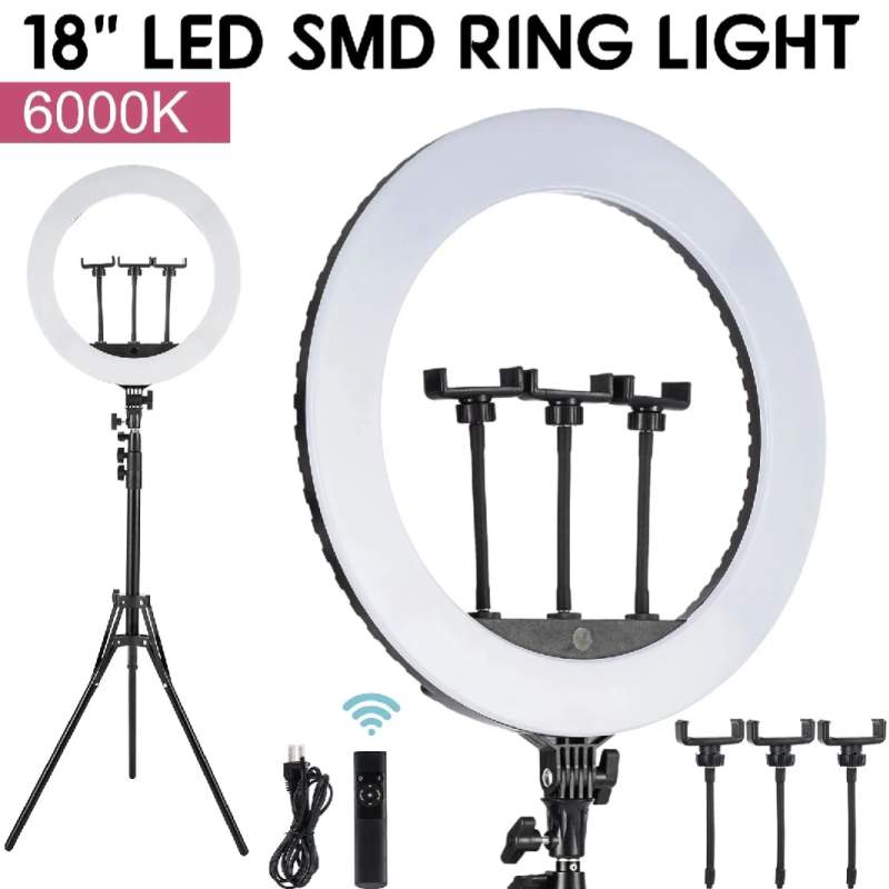 Picture of 18 Inch Remote control Ring Light Photography, Live Broadcasting and Self-portrait with Tripod for Smartphone-Black
