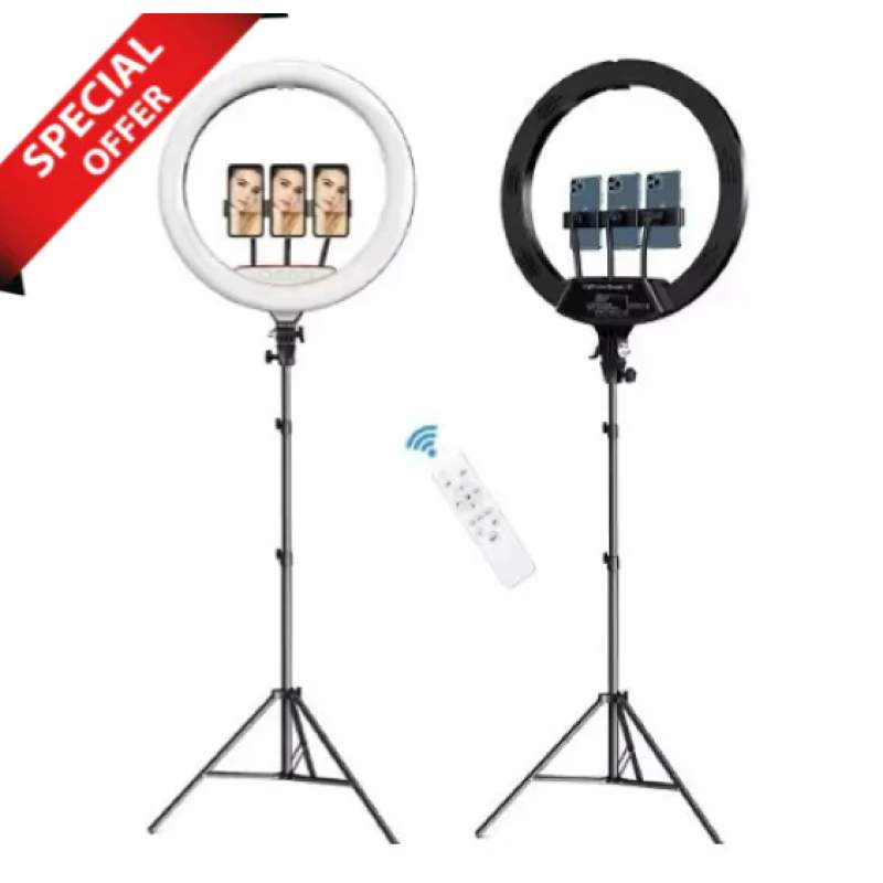 Picture of 18 Inch Remote control Ring Light Photography, Live Broadcasting and Self-portrait with Tripod for Smartphone-Black