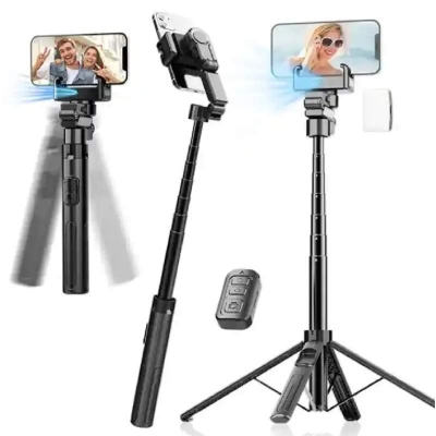 Picture of C16 Handheld Gimbal Stabilizer AI Face Tracking Smart Stabilizer Selfie Stick Tripod & Wireless Remote-Black