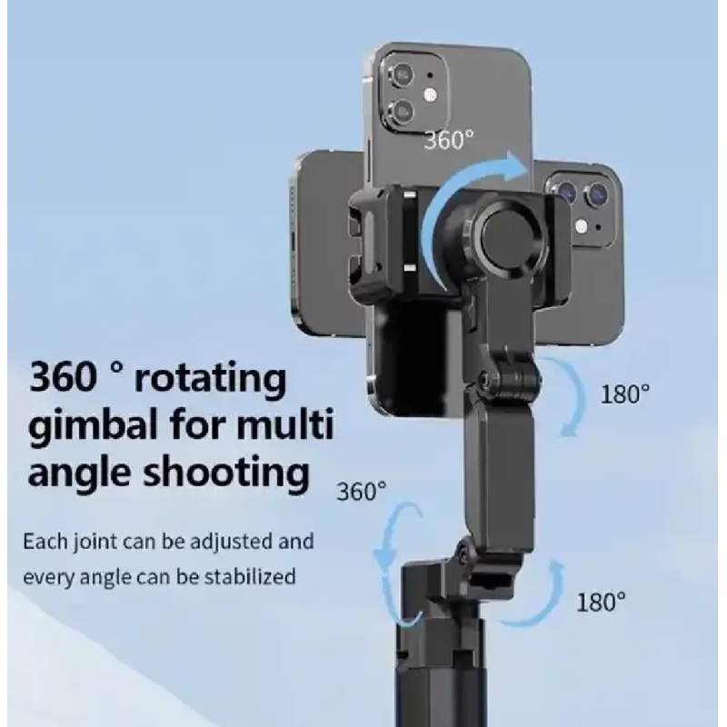 Picture of C16 Handheld Gimbal Stabilizer AI Face Tracking Smart Stabilizer Selfie Stick Tripod & Wireless Remote-Black