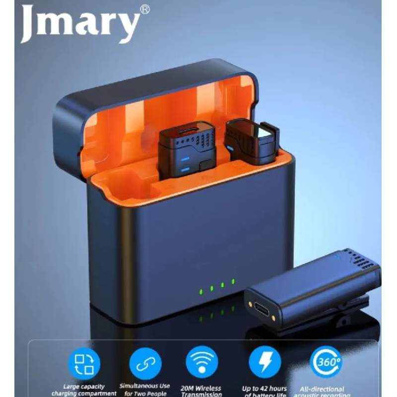 Picture of Jmary MW-16 2.4G Wireless Dual 3 in 1 Wireless Lapel Microphone For 3 in 1 Mic For iPhone Mobile & Camera-Black