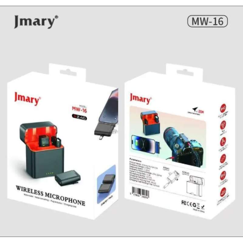 Picture of Jmary MW-16 2.4G Wireless Dual 3 in 1 Wireless Lapel Microphone For 3 in 1 Mic For iPhone Mobile & Camera-Black