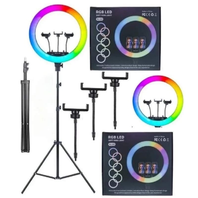 Picture of 18 inches RGB LED Ring Fill Light 45cm /MJ18 /3Phone Holders/Remote/ 7 Ft. Stand Included-18 RGB With Stand