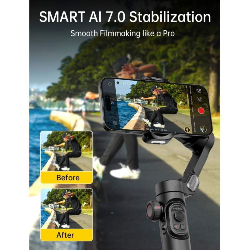 Picture of Smart XE 3-Axis Gimbal Stabilizer Foldable Handheld Selfie Stick Smart Face Tracking APP Control Original Video Volg-Black