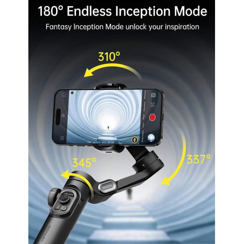 Picture of Smart XE 3-Axis Gimbal Stabilizer Foldable Handheld Selfie Stick Smart Face Tracking APP Control Original Video Volg-Black