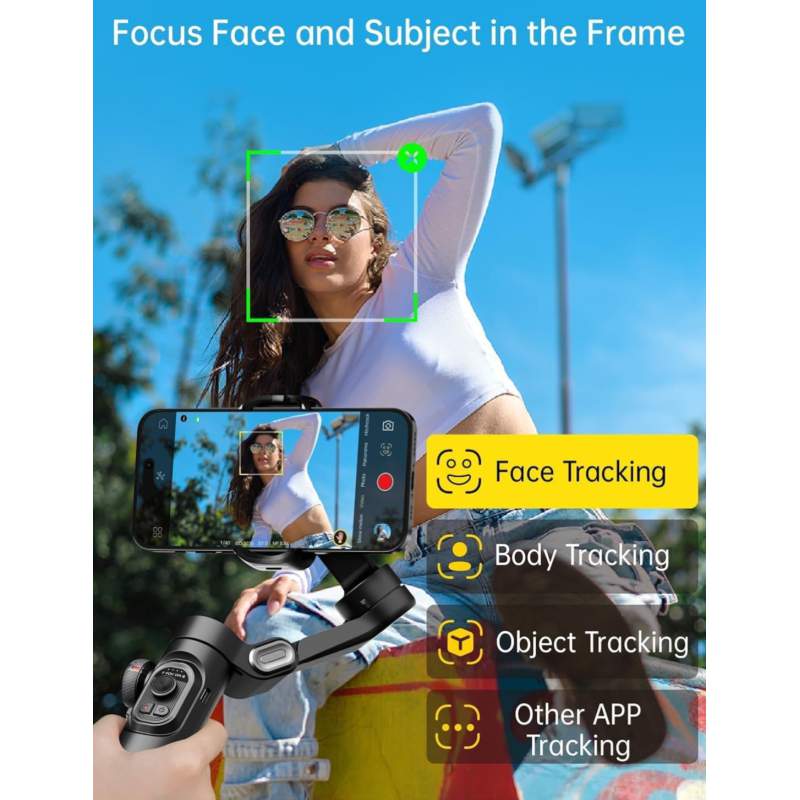Picture of Smart XE 3-Axis Gimbal Stabilizer Foldable Handheld Selfie Stick Smart Face Tracking APP Control Original Video Volg-Black