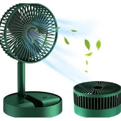 Picture of Product details of Product details of rechargeable Electric Fan Mini Foldable Telescopic Fan Low Noise Portable Folding Telescopic Small Desktop Fan  Features:  cover net is detachable, the fan blades can be wiped, and it is easy to clean.  Easy to Operat-Green