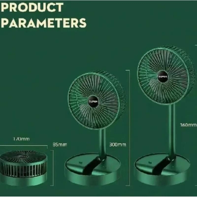 Picture of Product details of Product details of rechargeable Electric Fan Mini Foldable Telescopic Fan Low Noise Portable Folding Telescopic Small Desktop Fan  Features:  cover net is detachable, the fan blades can be wiped, and it is easy to clean.  Easy to Operat-Green