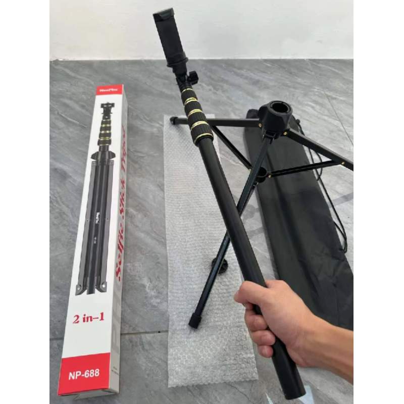 Picture of Neepho MT 6888 61inch Heavy Duty Aluminum Extendable Cell Phone Tripod Stand Selfie Stick 2in1 Tripod Neepho MT 6888 61inch Heavy Duty Aluminum Extendable Cell Phone Tripod Stand Selfie Stick 2in1 Tripod-Black