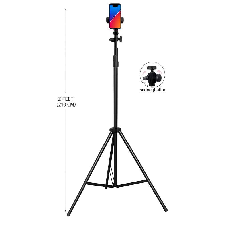 Picture of 7 Feet Tripod Stand with Mobile Mount & 360° Rotation Head-Black