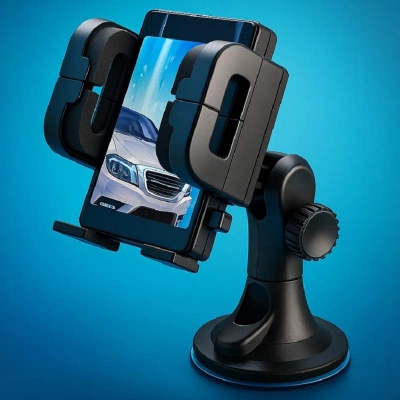 Picture of 360° Rotating In Car Suction Mobile Phone Holder Stand Windscreen Universal Super Strong Car Mount-Black