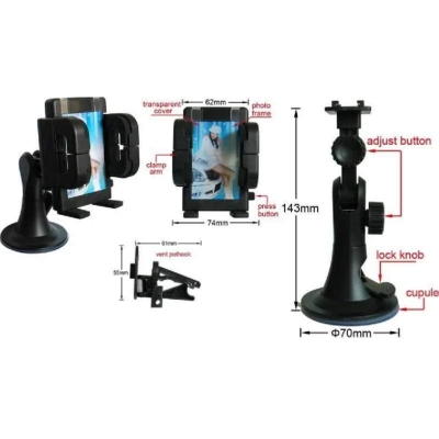 Picture of 360° Rotating In Car Suction Mobile Phone Holder Stand Windscreen Universal Super Strong Car Mount-Black