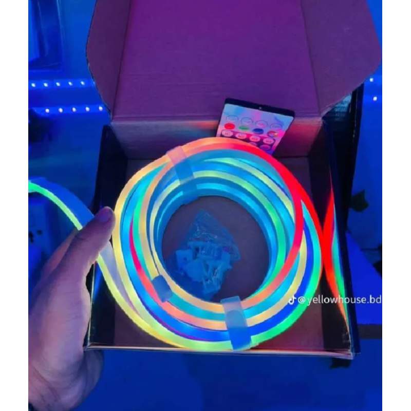 Picture of 5 Meter/16 feet RGB Neon Light with App & Remote Control Magic RGB Neon Strip Light(havy duty)-Multicolor
