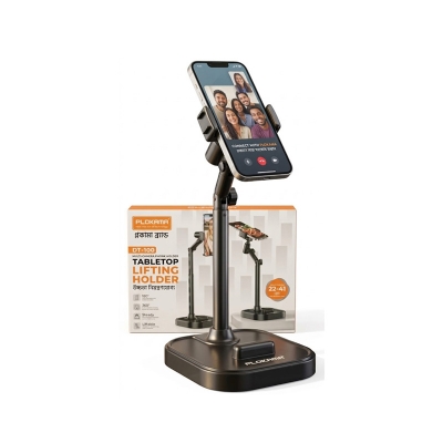 Picture of Plokama DT-100 Tabletop Lifting Mobile Holder for Cooking Videos - 360° Adjustable Desk Phone Stand for Kitchen & Food Vlogging-Black