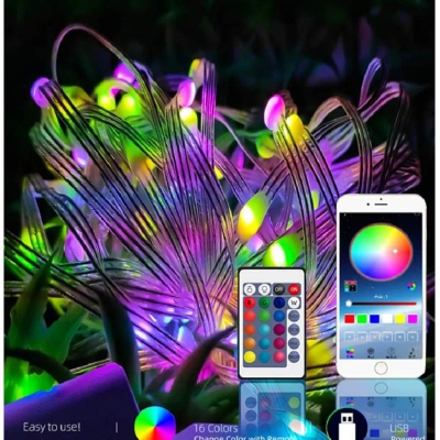 Picture of RGB LED Strip Light with Remote Control - USB Powered Multicolor LED Lights for Room Decoration, Gaming Setup, and Home Decor (5V)-Multicolor