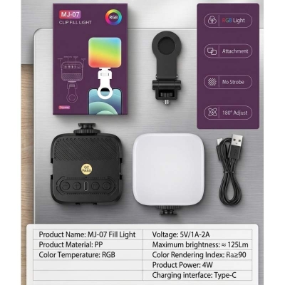 Picture of MJ-07 Portable RGB Clip Fill Light for Mobile & Camera-MJ-07