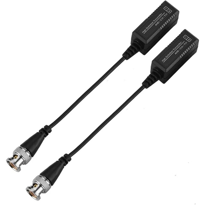 Picture of BNC video balun, a device used in CCTV systems-Black