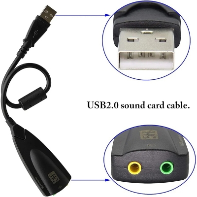 Picture of Soun card 7.1 Channel Sound Card, an external audio adapter for PCs and laptops-Black