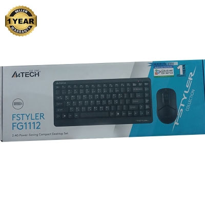Picture of Abiha FSTYLER FG1112S Wireless Keyboard Mouse , Mouse Combo Set - Silent Clicks Mouse - Black-Black