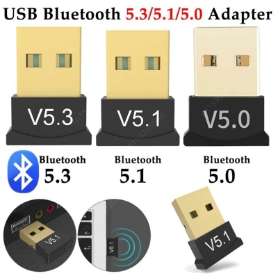 Picture of USB Bluetooth 5.3/5.1/5.0 Adapter Wireless Dongle Adapters Support Computer Laptop For Windows 11/10/8.1 Audio Transmitters-Black