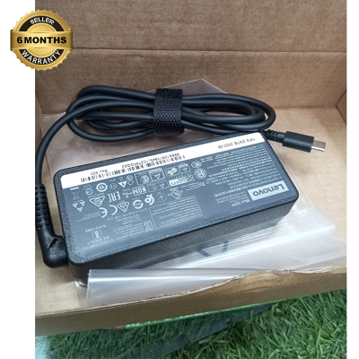 Picture of Lenovo 65W USB Type-C laptop charger. Key details include